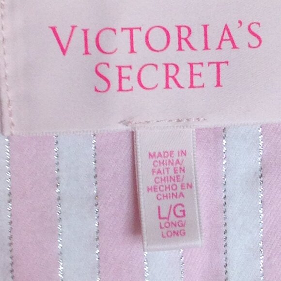 Victoria's Secret Striped Pajama Set Long Sleeve Pink Large with Long Inseam - Picture 3 of 7